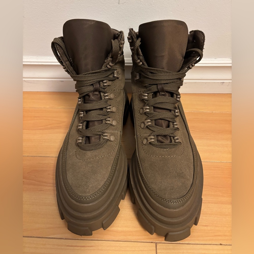 Zara Khaki Olive Lace Up Boots